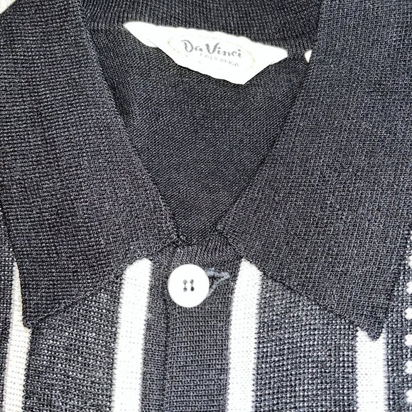 Vintage 60's DA VINCI CALIFORNIA Knit Button Down Disco Rockabilly Style Shirt M - Picture 8 of 11
